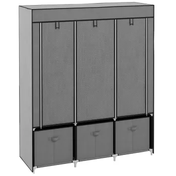 HOMCOM Sifonier din Panza care Economiseste Spatiul, Garderob Pliabil cu Rafturi si Sertare, Usi care se Ruleaza cu Fermoar, 125x43x162.5cm, Gri 4602 imagine