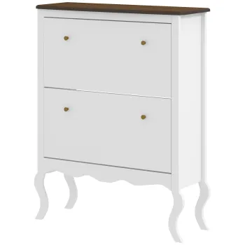 HOMCOM Sifonier Ingust cu 2 Sertare Abatibile Rafturi Reglabile pentru 16 Perechi de Pantofi 84x29x109 cm Alb | Aosom Romania 84b4 imagine