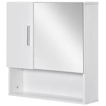 Kleankin dulap baie, 2 usi, oglinda inclusa, 54x15.2x55.3 cm, alb | AOSOM RO 3220 imagine
