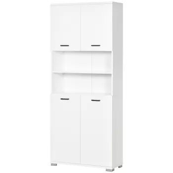 kleankin Dulap Baie din PAL Alb cu 2 Dulapioare cu Usi si 2 Rafturi Deschise, Design Anti rasturnare, 80x33.5x190 cm | AOSOM RO 4040 imagine