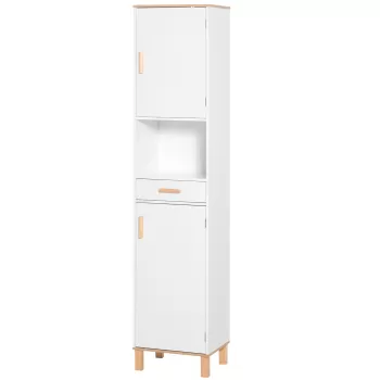 kleankin Dulap Coloana Space Saver din Lemn pentru Baie Alb f878 imagine