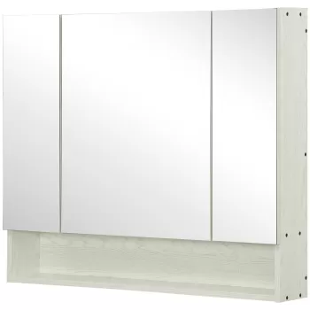 Kleankin Dulap cu oglinda cu raft reglabil, MDF Sticla 90x15x75cm, Alb a815 imagine