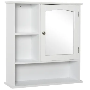 kleankin Dulap cu oglinda de perete pentru baie Dulap de depozitare pentru toaleta cu 1 usa Niche + rafturi laterale din MDF Alb | Aosom Romania 760c imagine