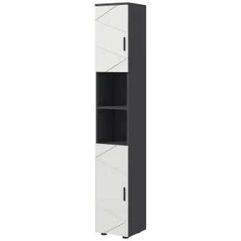 kleankin Dulap de Baie, Badschrank, Rafturi Reglabile, Pl?ci din Lemn Comprimat, Gri Deschis | Aosom Romania 3ffa imagine