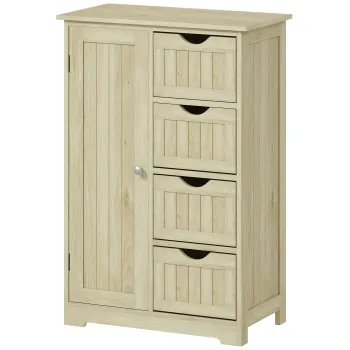 kleankin Dulap de baie Coloana ingusta cu 4 sertare si raft reglabil Stil modern 56x30x83 cm Lemn natural | Aosom Romania 834a imagine