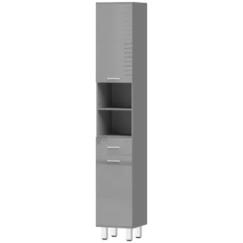 kleankin Dulap de baie, comoda pentru baie, cu rafturi si sertar, reglabil, Gri | Aosom Romania 6144 imagine