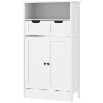 kleankin Dulap de baie cu 2 sertare, usa, 60 x 30 x 109 cm, Alb | Aosom Romania 6112 imagine