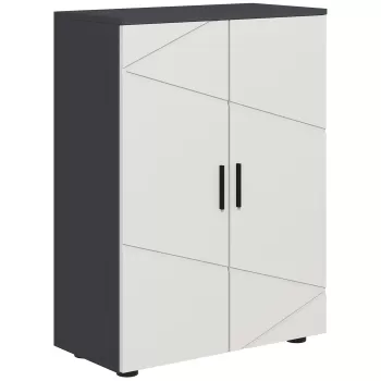 Kleankin Dulap de baie cu 2 usi din lemn, dulap de baie cu 3 rafturi si inchidere amortizata, 60x30x82cm, de culoare gri bdd0 imagine