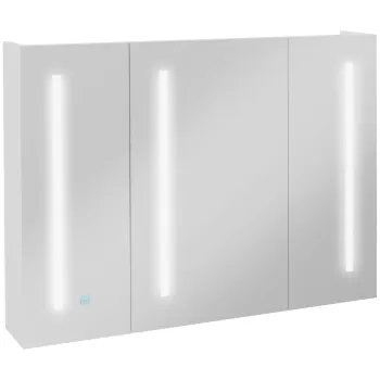 kleankin Dulap de Baie cu Oglinda cu Iluminare LED, Depozitare de Montat pe Perete, Incarcare USB, Raft Reglabil 90x15x70cm Alb Lucios | Aosom RO 8a77 imagine