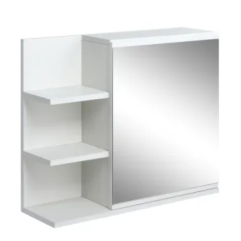 Kleankin Dulap de Baie cu Oglinda de Perete, Dulapior Suspendat cu Usa, Oglinda si 3 Rafturi Laterale, 60x18x50 cm, Alb | Aosom Romania 2794 imagine