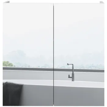 kleankin Dulap de baie cu oglinda, dulap de depozitare 2 usi 3 nivele raft reglabil 60 x 15 x 60 cm alb | Aosom Romania 0d10 imagine
