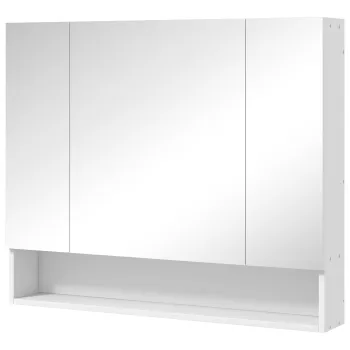 kleankin Dulap de Baie Montat pe Perete cu Oglinda si Rafturi Reglabile, Alb | Aosom Romania d6df imagine