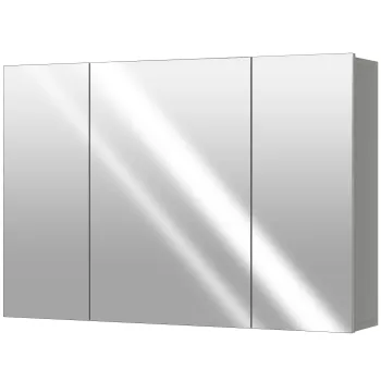 kleankin Dulap de baie suspendat cu 3 usi oglinda si polite reglabile din MDF Gri dim. 90L x 15l x 60H cm | Aosom Romania b868 imagine