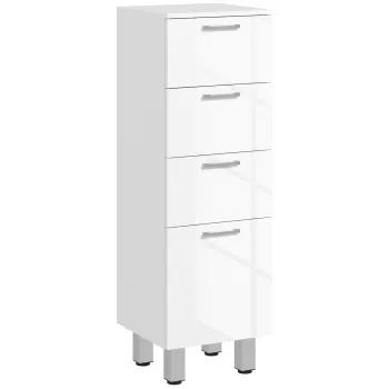 kleankin Dulap de Baie, Unitate de Depozitare pentru Baie cu Luciu Inalt, cu 4 Sertare, Alb 7523 imagine