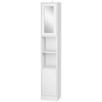 Kleankin Dulap de depozitare pentru baie inalt cu oglinda, cu rafturi reglabile 11ce imagine