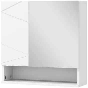 kleankin Dulap mural cu oglinda pentru baie dulap de depozitare 2 usi 55 x 17 x 55 cm alb | Aosom Romania d9e6 imagine