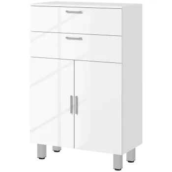 kleankin Dulap pentru Baie cu 2 Sertare si Rafturi Ajustabile, 60x30x93 cm, Alb | Aosom Romania 9004 imagine