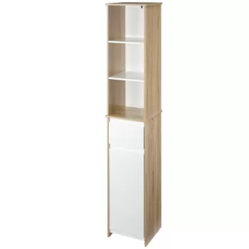kleankin Dulap pentru baie, de dimensiuni reduse, din lemn, dulap coloana cu rafturi, dulap si sertare, alb, 32.6x30x171.2cm dc66 imagine