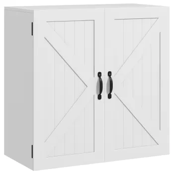 kleankin Dulap Rustic de Perete pentru Baie, Dulap de Depozitare pentru deasupra Toaletei cu Raft, Alb ec79 imagine