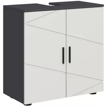 kleankin Dulap sub Chiuveta, Dulap de Baie, Dulap de Depozitare pentru Chiuveta, 60 x 30 x 60 cm, Gri Deschis 2885 imagine