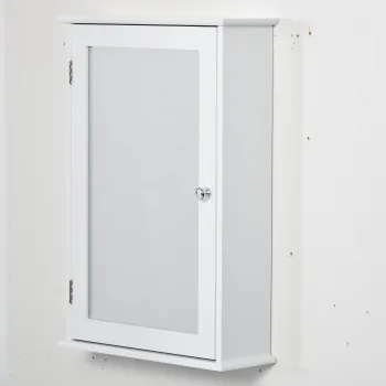 kleankin Dulap suspendat pentru baie cu oglinda - Dulap cu oglinda - Compartiment de depozitare pentru WC - 1 usa, 2 etajere - MDF alb, sticla | Aosom Romania 8b97 imagine