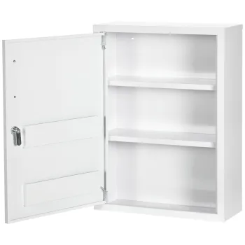 Kleankin Dulapior de Medicamente cu 2 Rafturi si 2 Chei de Siguranta, 40x15x53,5 cm, Alb | Aosom Romania 7542 imagine