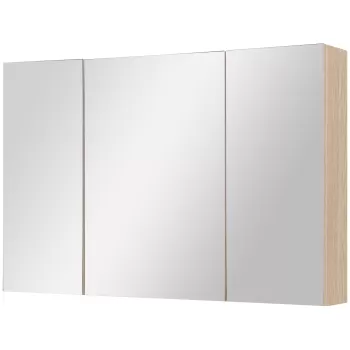 Kleankin Dulapior Mobila de Perete Baie 3 Usi cu Oglinda in Lemn Stejar 90x60x13,5 cm 1556 imagine