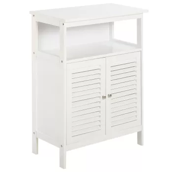 kleankin Dulapior pentru baie cu usi cu doua canaturi economie spatiu rezistent la umezeala din MDF alb 60 x 30 x 81.6cm f613 imagine