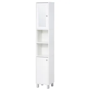kleankin Mobila coloana baie dulap inalt 2 dulapuri 6 rafturi rafturi reglabile 30 x 28 x 180 cm alb | Aosom Romania 5015 imagine