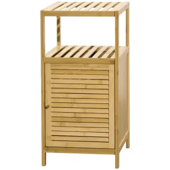 Kleankin Mobilier de Baie din Bambus cu Dulapior cu Usa si Rafturi, 33x36,5x67 cm, Lemn Natural | Aosom Romania ce7f imagine