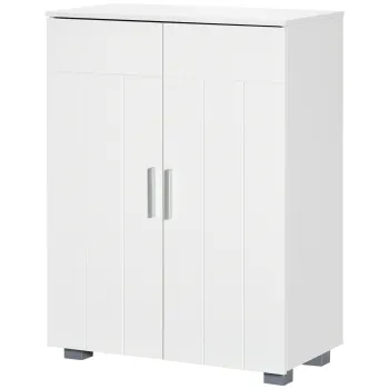 kleankin Mobilier de baie, dulap cu usa, raft reglabil, 60 x 30 x 80 cm, alb | Aosom Romania 5ee1 imagine