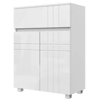 kleankin Mobilier de depozitare pentru baie pe picioare dulap 2 usi 1 sertar, raft reglabil, alb lacuit | Aosom Romania 2d51 imagine