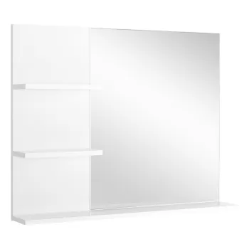 kleankin Mobilier Dulap Baie cu Oglinda si 3 Rafturi in MDF Alb 60 x 10 x 48cm 39ac imagine