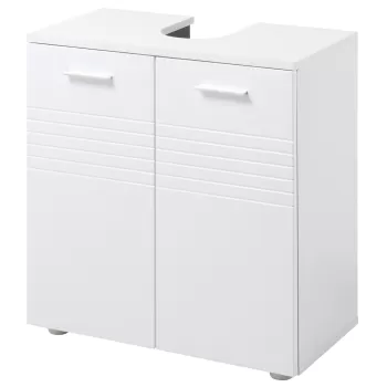 Kleankin Mobilier subchiuveta pentru Baie cu 2 Usi, Dulapior cu Economisire de spatiu pentru Chiuveta din Lemn cu Polita Reglabila, Alb db1a imagine