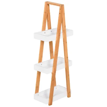Kleankin Raft de Baie cu 3 Rafturi din MDF si Bambus, Dulap Baie, 30x18x81 cm, Lemn 6734 imagine