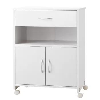 Mobilier Suport Imprimanta cu Sertar si Dulapior Vinsetto, Dulapior Scund Multifunctional din lemn cu 4 Roti, 60x39x80cm, Alb bf84 imagine