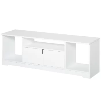 Mobilier Suport TV HOMCOM Pana la 45 inchi cu Dulapior si Etajere Deschise, Dulapior pentru Salon si Sufragerie din Lemn, 120x30x41cm, Alb f573 imagine