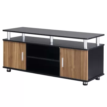 Mobilier Suport TV HOMCOM pana la 55 inchi cu Dulapioare si Etajere, Dulapior pentru Salon si Sufragerie din Lemn si Aluminiu, 120x40x52.2cm e260 imagine