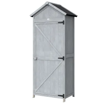 Outsunny Casuta din lemn, 77x52.5x178cm, Dulap cu banc de lucru rabatabil | Aosom Romania 5f89 imagine