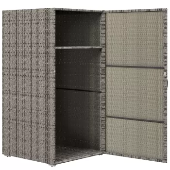 Outsunny Dulap de Depozitare din Ratan PE cu Usa pentru Exterior, Dulap de Depozitare Accesorii Independent Impermeabil, Gri 7a85 imagine