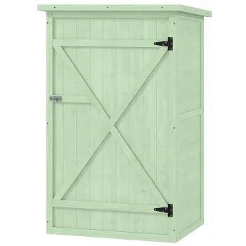 Outsunny Dulap gradina din lemn magazie pentru unelte cu raft usa incuiabila placa de baza acoperis in panta din asfalt 75 x 56 x 115 cm | Aosom Romania 068f imagine