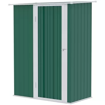 Outsunny Dulap pentru gradina pentru scule din tabla de otel, adapost pentru gradina in otel cu usi culisante, 142x84x189cm, verde inchis 176f imagine