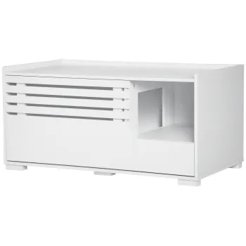 PawHut Dulap pentru pisici cu 2 rafturi Design 2 in 1, Usa magnetica Alb | Aosom Romania 9b7f imagine