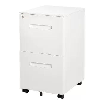 Vinsetto Dulap cu Sertare de Birou cu Roti, Clasificator pentru Documente cu 2 Sertare cu Incuietoare si 2 Chei din Otel, 39x48x67cm, Alb 3624 imagine