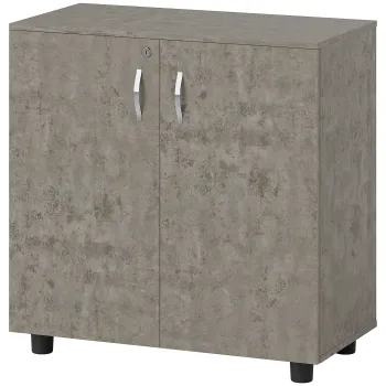 Vinsetto Dulap de birou cu 2 niveluri, mobilier de depozitare pentru birou cu 2 usi, incuietori si chei, 80x40x80cm, gri | Aosom Romania bcf0 imagine