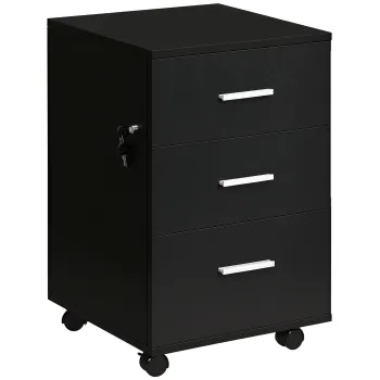 Vinsetto Dulap de Birou Depozitare Birou pe Rotile 3 Sertare Incuiabile 40 x 40 x 61,5 cm Negru | Aosom Romania b6b1 imagine