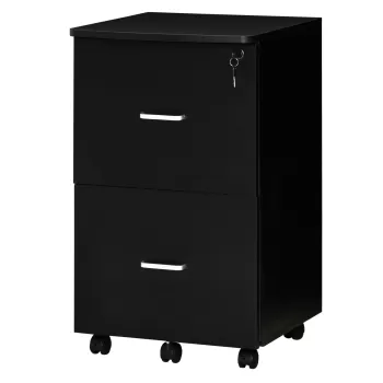 Vinsetto Dulap mobil arhiva cu 2 sertare, cu blocare, dulap de birou din lemn cu roti de blocare pentru A4 | AOSOM RO dbe6 imagine