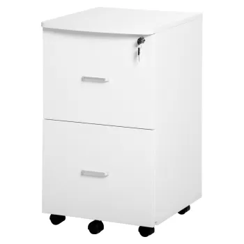 Vinsetto Dulap mobil pentru dosare cu 2 sertare, cu blocare, dulap de birou din lemn cu roti de blocare pentru A4 | AOSOM RO 77b2 imagine