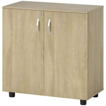 Vinsetto Dulap pentru documente cu incuietoare, 2 usi si raft intern, 80x40x80 cm, culoare stejar | Aosom Romania f8b9 imagine