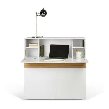 Birou cu dulap Focus White/Oak, 110 x 42 x 109 cm d7e6 imagine